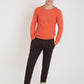 Parx Men Orange Structure Cotton Full Sleeve Round Neck Collar Sweater