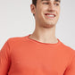 Parx Men Orange Structure Cotton Full Sleeve Round Neck Collar Sweater