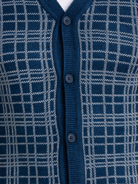 Parx Men Blue Jacquard Acrylic Sweater