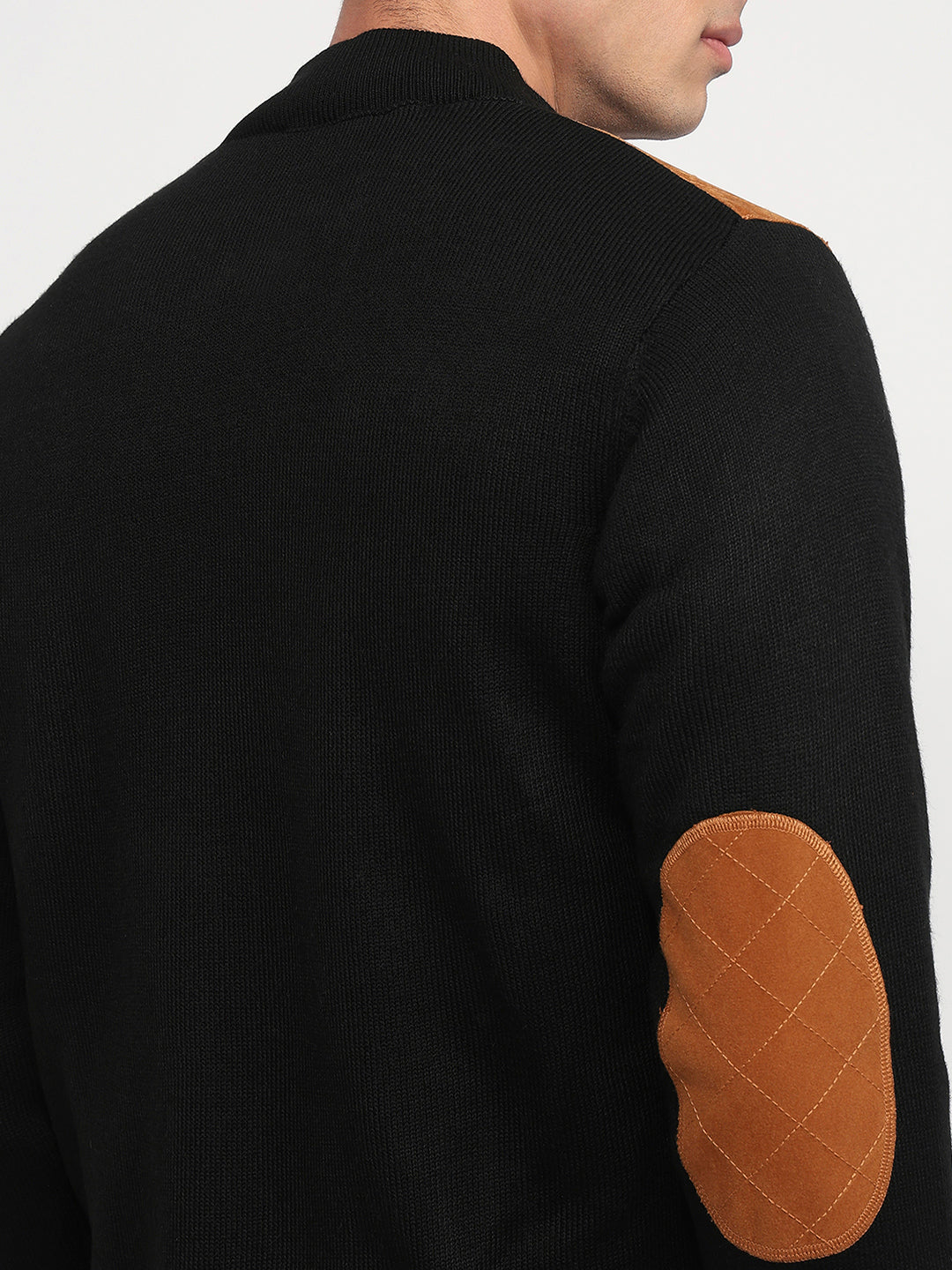 Parx Men Black Solid High Crew Neck Collar Sweatshirt
