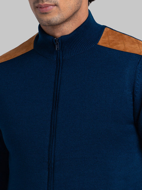 Parx Men Blue Solid Acrylic Sweater