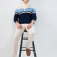 Parx Men Blue Yarn Dyed High Crew Neck Collar Sweatshirt