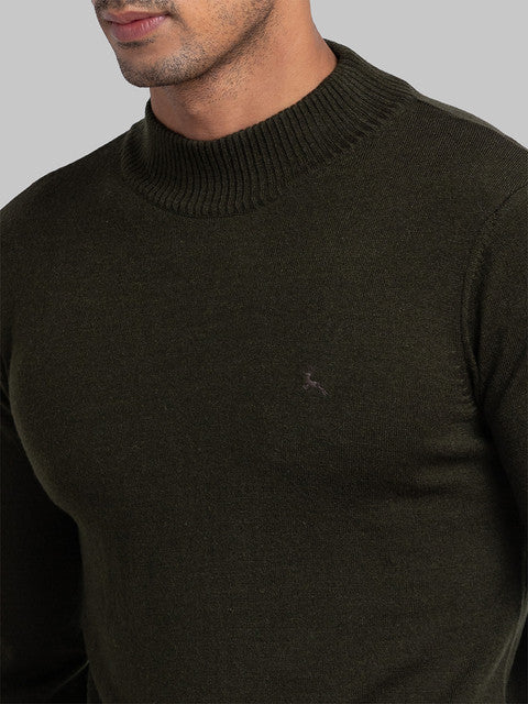 Parx Men Green Solid Acrylic Blend Sweater
