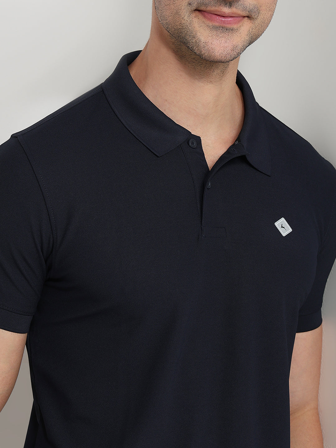 Parx Men Blue Regular Fit Solid Polo Neck Collar T-shirt