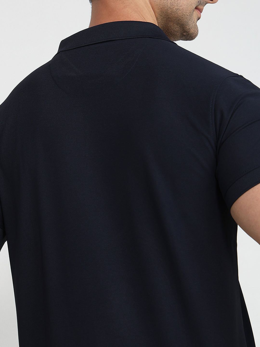 Parx Men Blue Regular Fit Solid Polo Neck Collar T-shirt