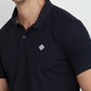 Parx Men Blue Regular Fit Solid Polo Neck Collar T-shirt