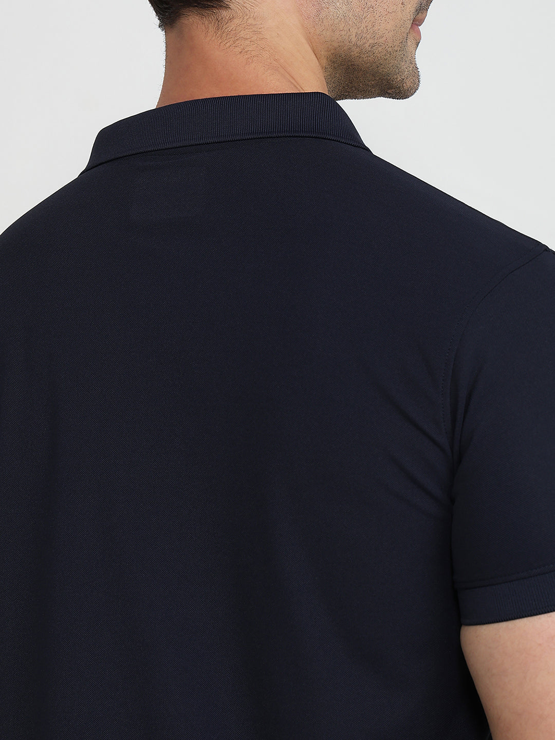 Parx Men Blue Regular Fit Solid Polo Neck Collar T-shirt