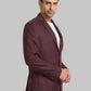 Men Maroon Regular Fit Checks Polyester Blend Jackets