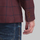 Men Maroon Regular Fit Checks Polyester Blend Jackets