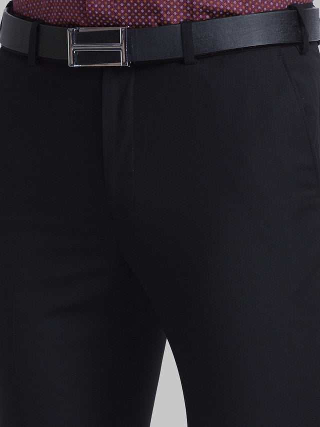 Raymond Black Solid Slim Fit Polyester Blend Trouser