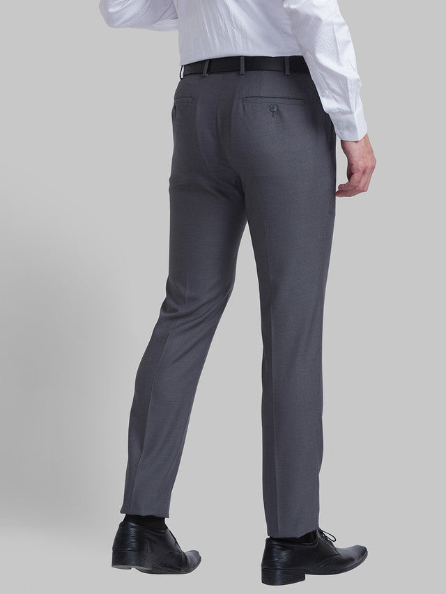 Raymond Grey Structure Slim Fit Polyester Blend Trouser