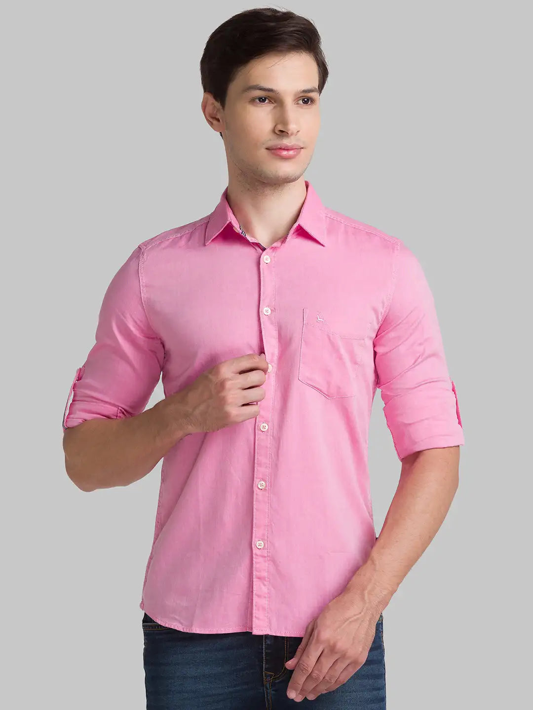 Men Red Slim Fit Solid Cotton Full Sleeve Shirts