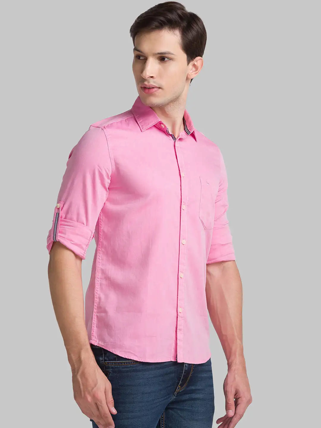 Men Red Slim Fit Solid Cotton Full Sleeve Shirts