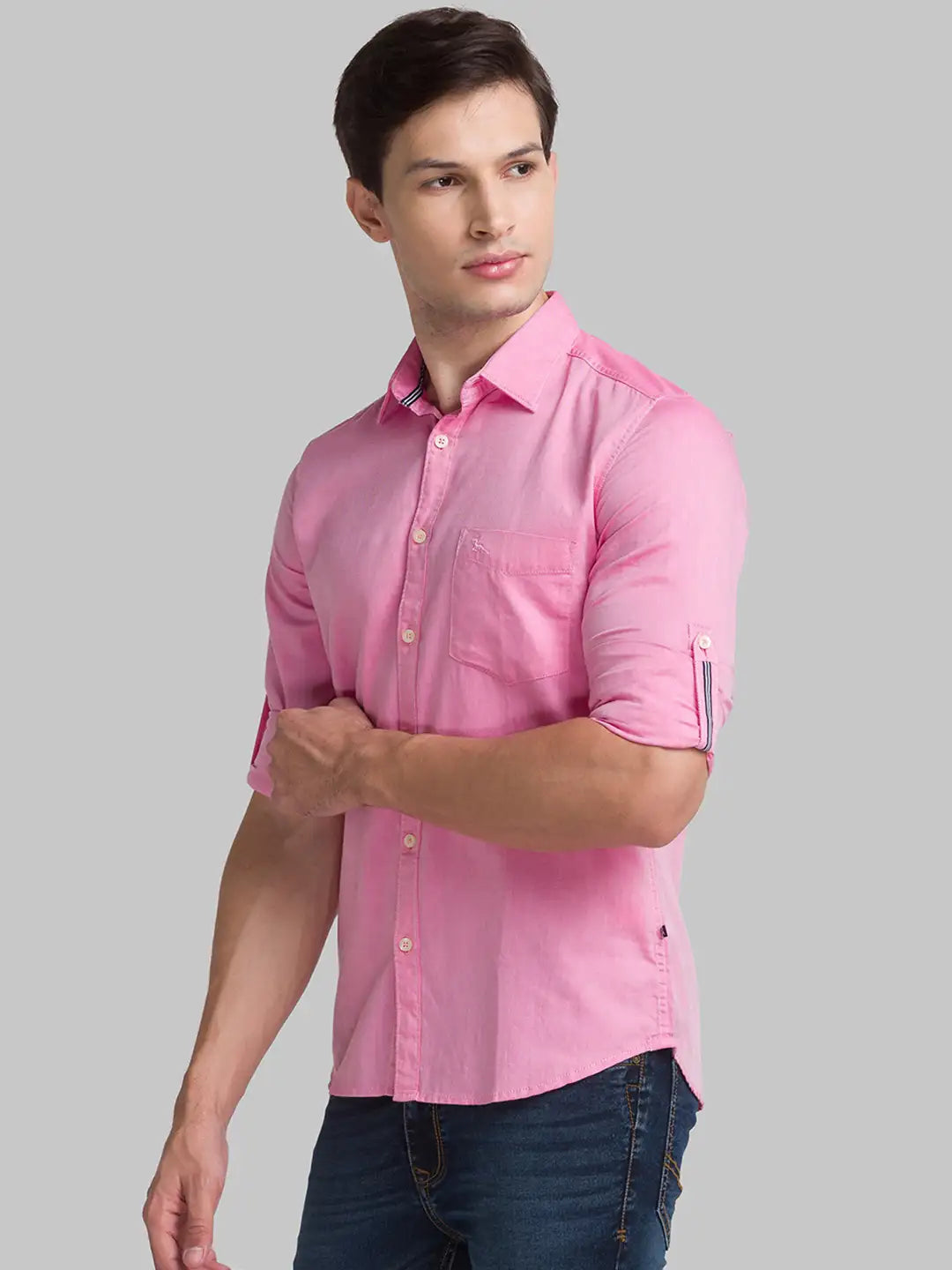 Men Red Slim Fit Solid Cotton Full Sleeve Shirts