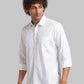 Men White Slim Fit Solid Cotton Full Sleeve Shirts