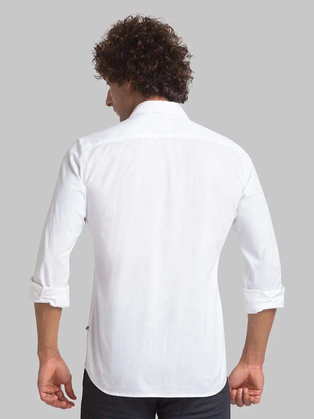 Men White Slim Fit Solid Cotton Full Sleeve Shirts