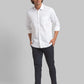 Men White Slim Fit Solid Cotton Full Sleeve Shirts