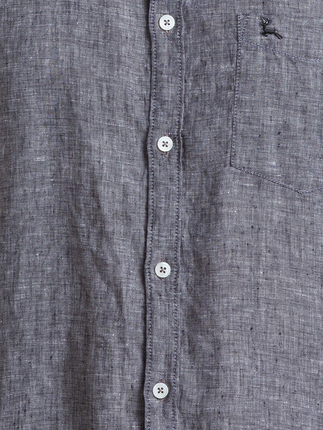 Parx Black Solid Slim Fit Linen Casual Shirt