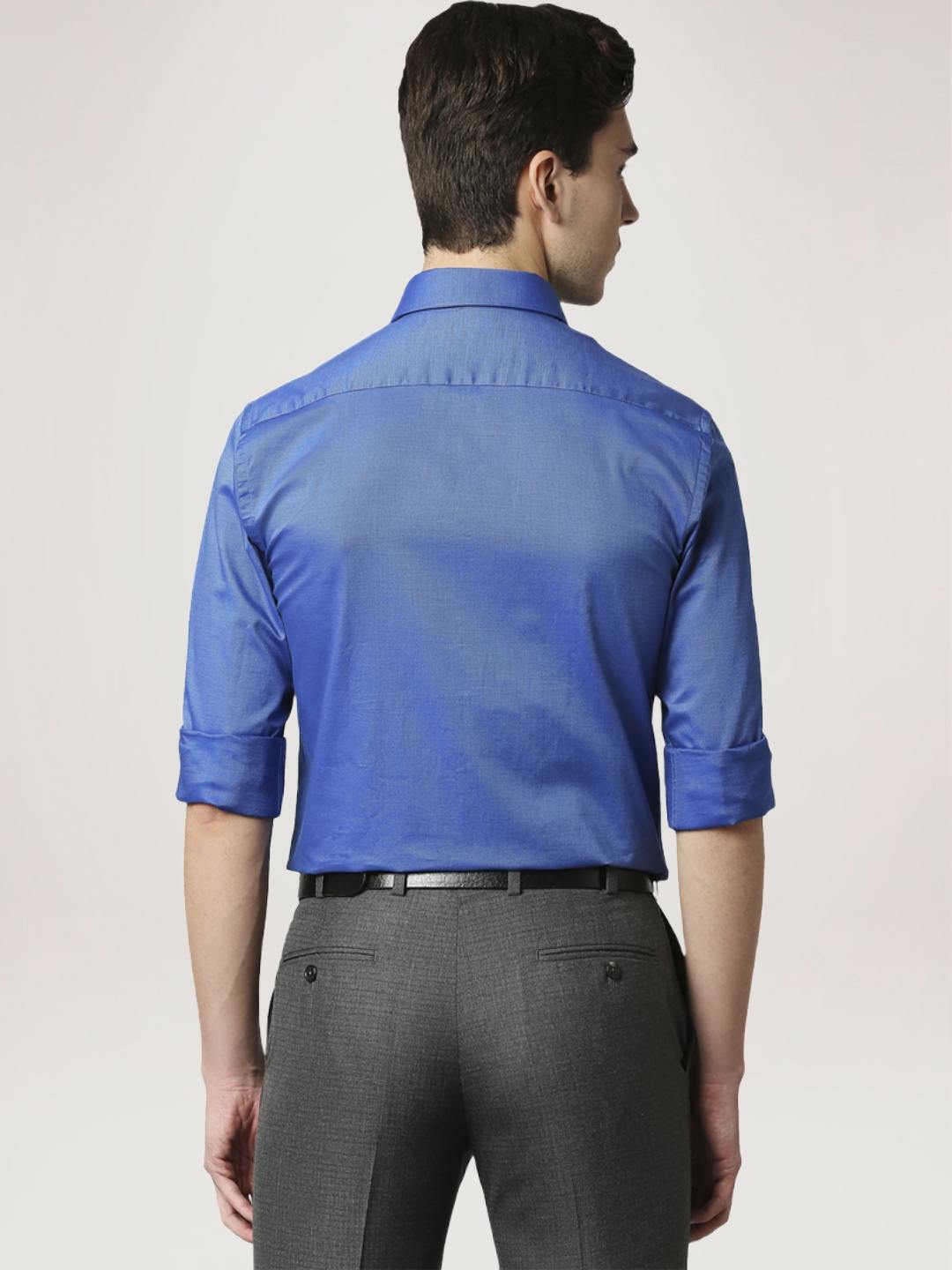 Park Avenue Men Blue Solid Slim Fit Work Shirt