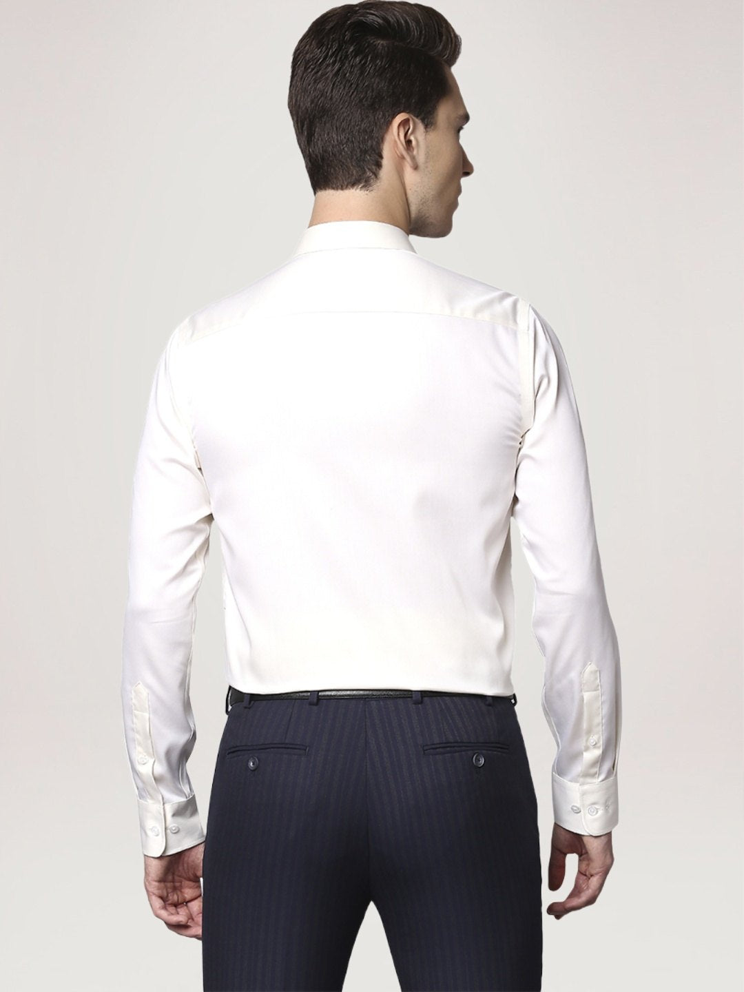Park Avenue Men Light Yellow Solid Slim Fit Work Shirt