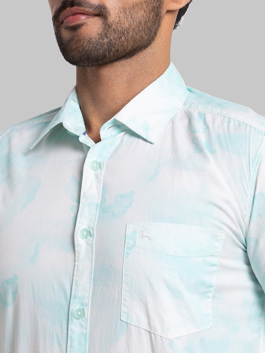Men Slim Fit Light Green Shirt
