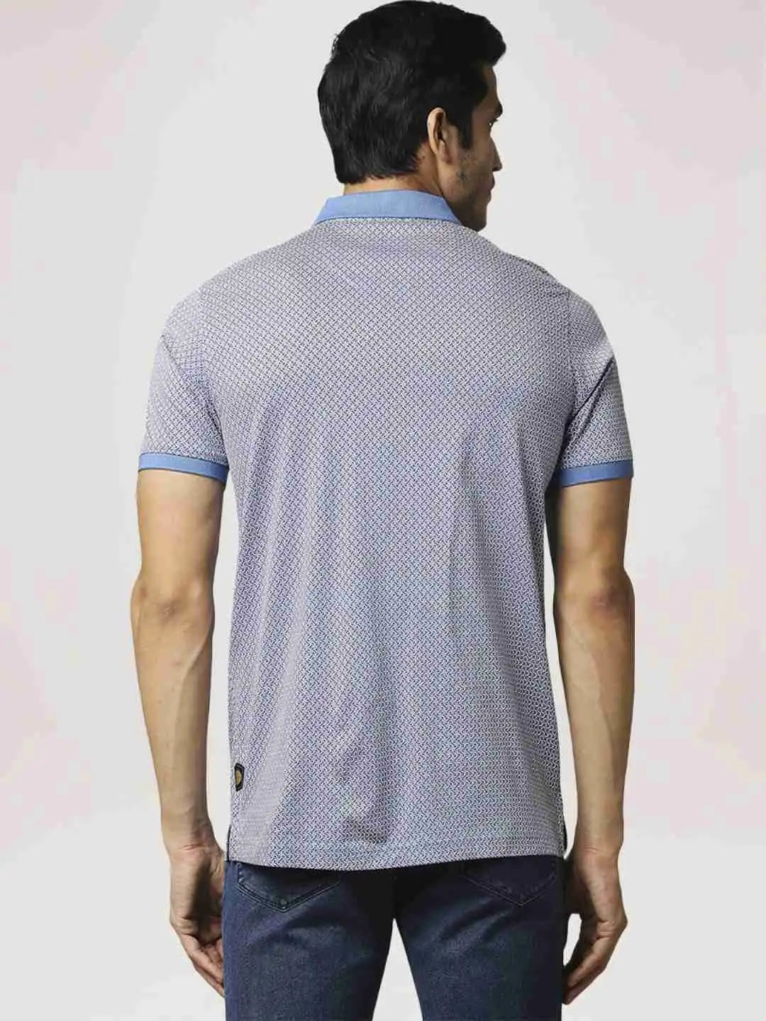Raymond Men Medium Blue Printed Regular Fit Casual T-Shirt
