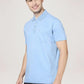 Park Avenue Men Medium Blue Solid Slim Fit Casual Polo