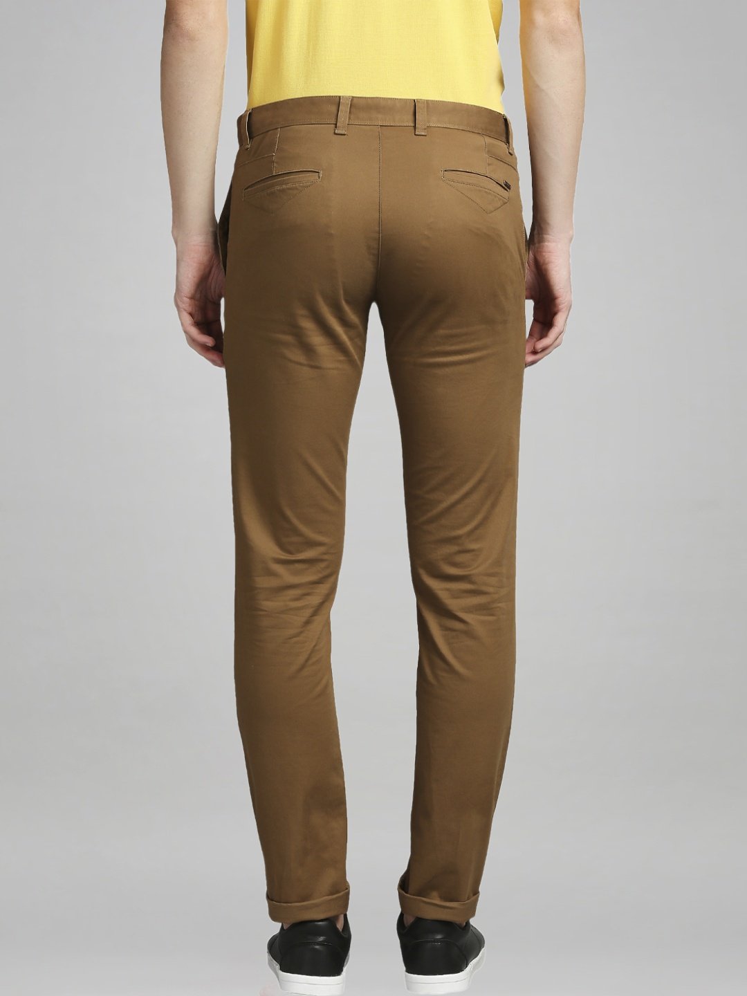 Parx Men Dark Brown Solid Tapered Fit Work Trouser