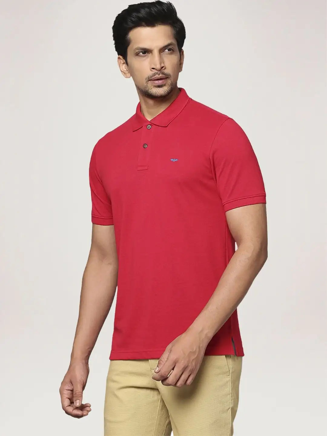 Park Avenue Men Medium Red Solid Slim Fit Casual Polo