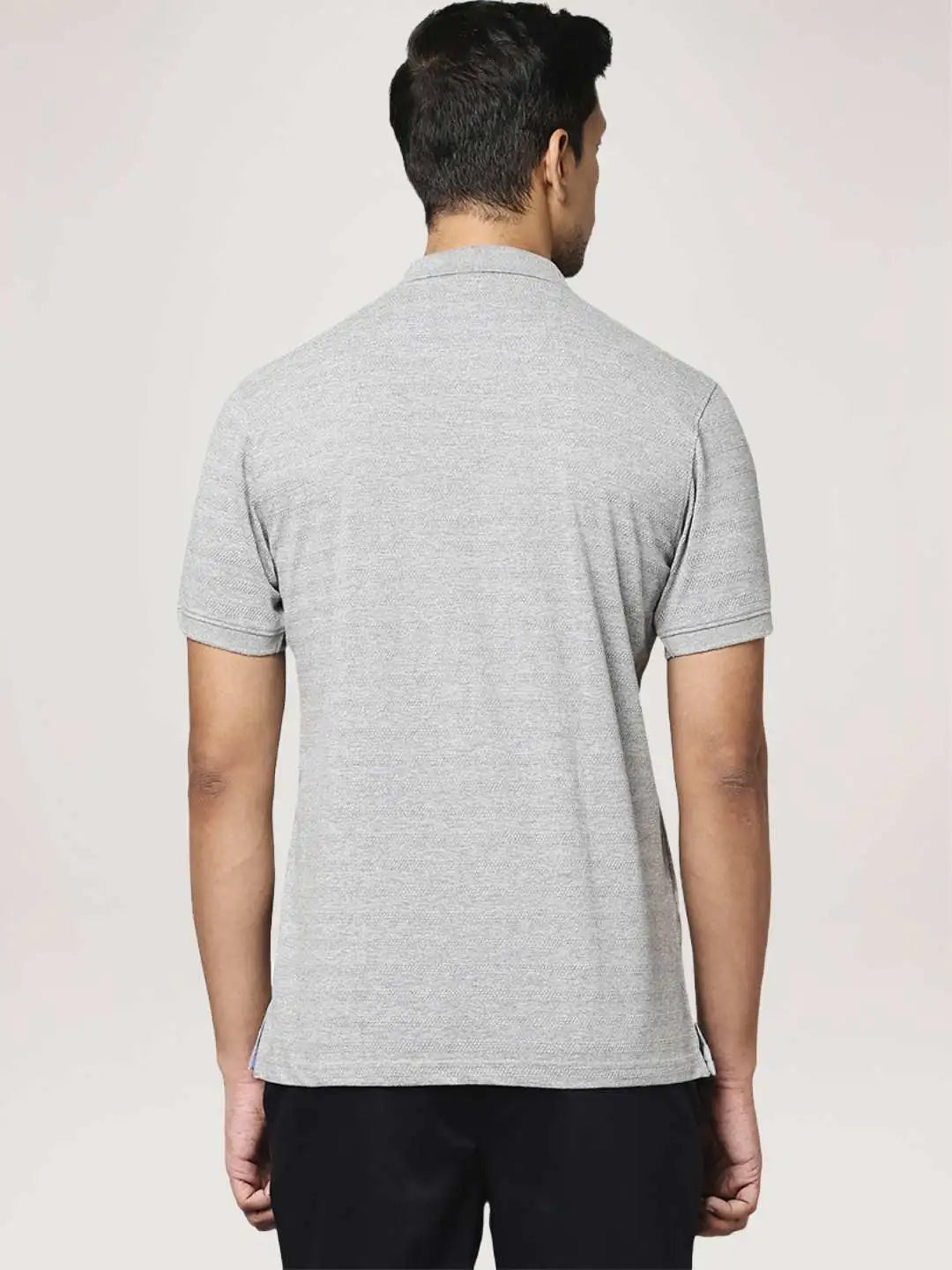 Park Avenue Men Medium Grey Solid Slim Fit Casual Polo