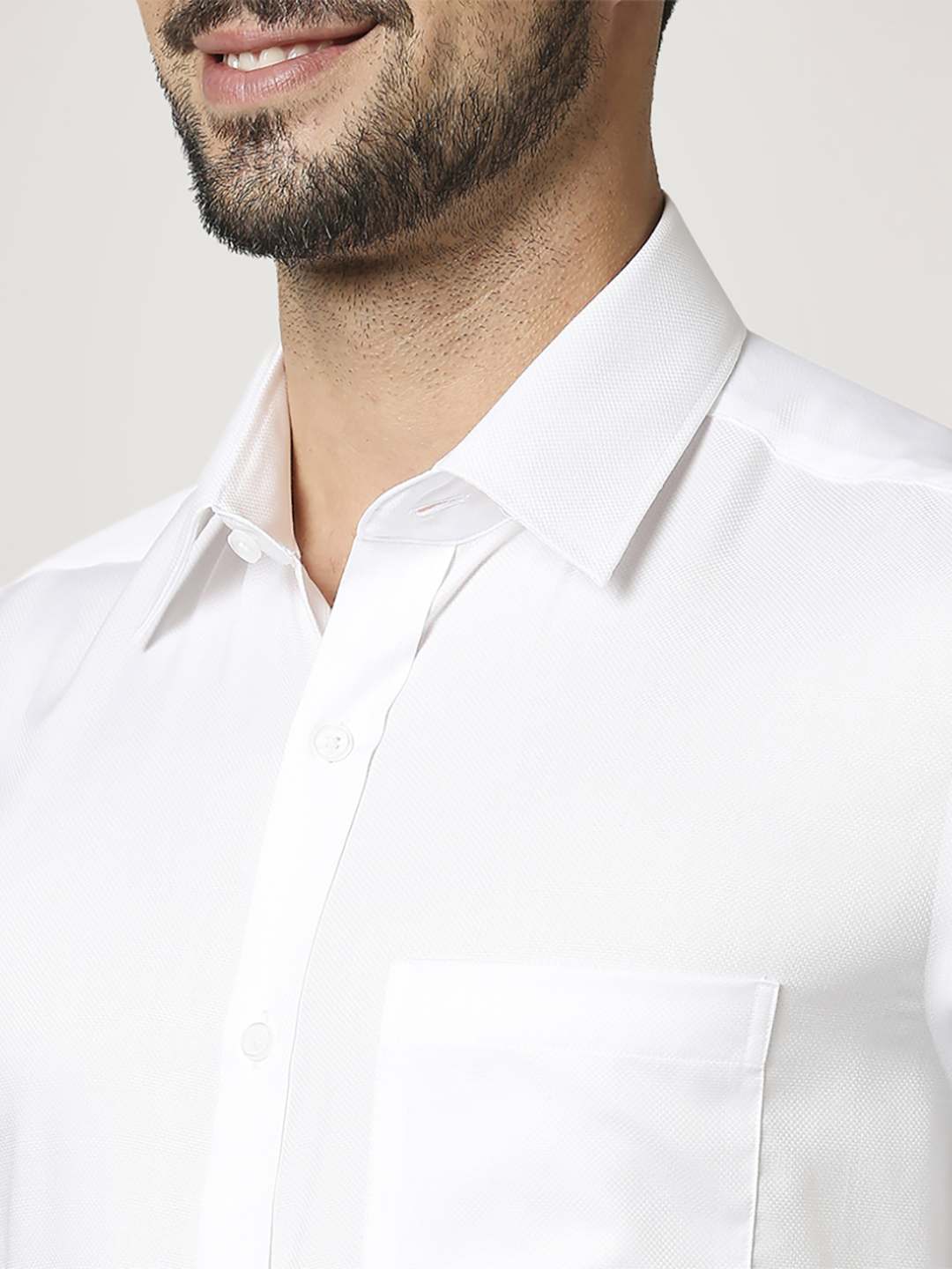 Park Avenue Men White Solid Regular Fit Work Shirt