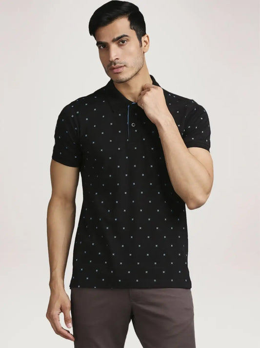 Parx Men Black Printed Regular Fit Casual Polo