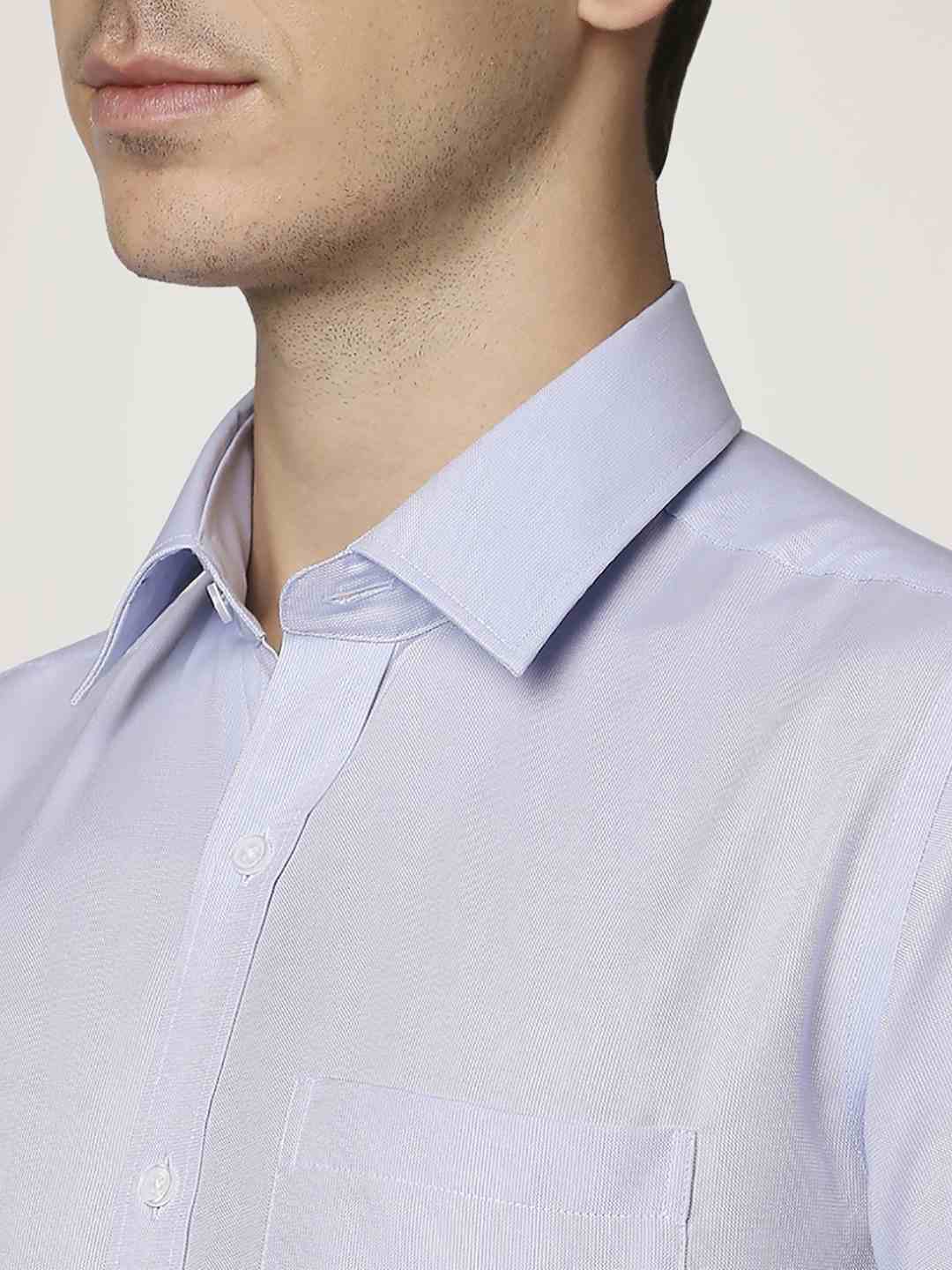 Park Avenue Men Light Blue Solid Regular Fit Work Shirt