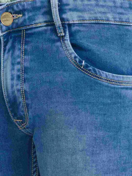 Parx Men Medium Blue Solid Skinny Fit Casual Jeans