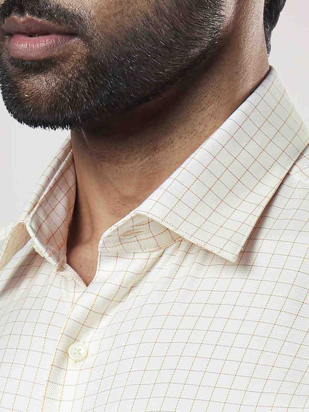 Raymond Men Light Yellow Solid Regular Fit Work Shirt