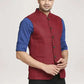Colorplus Men Dark Red Solid Tailored Fit Party Bundi