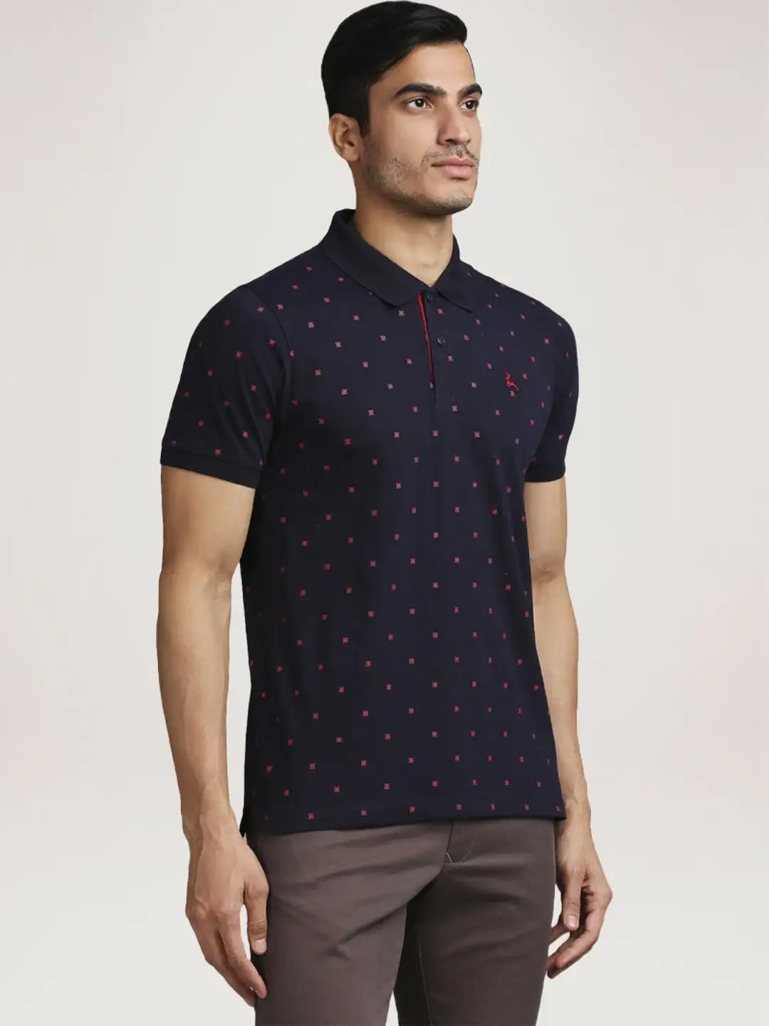 Parx Men Blue Printed Regular Fit Casual Polo