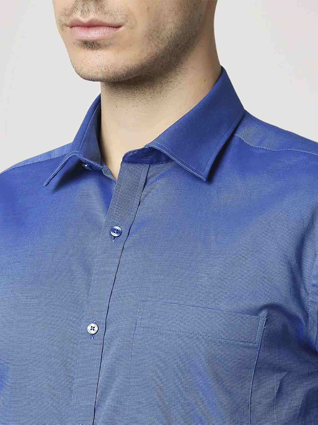 Park Avenue Men Blue Solid Slim Fit Work Shirt