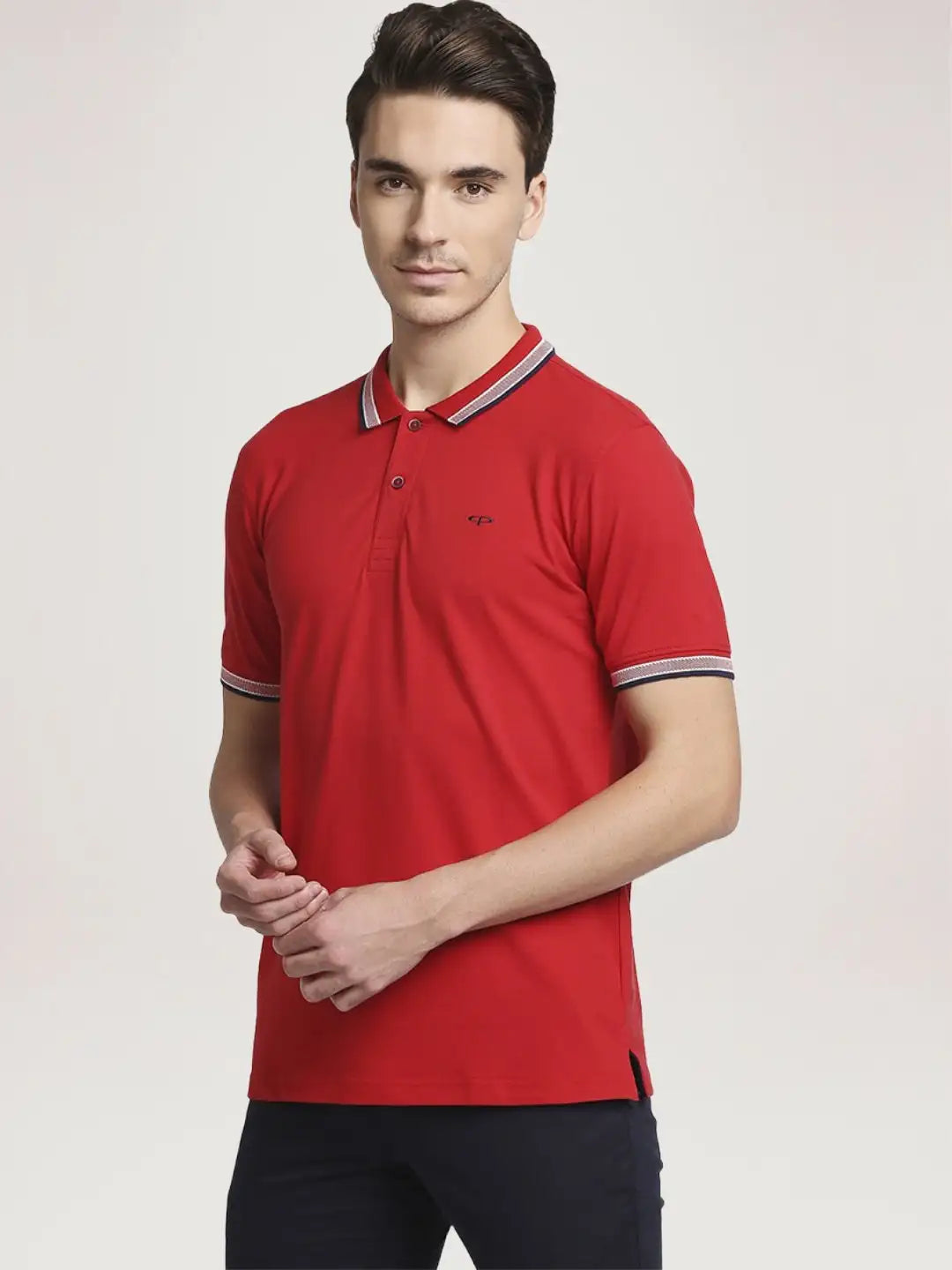 Colorplus Men Medium Red Solid Tailored Fit Casual T-Shirt