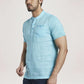 Parx Men Light Blue Solid Regular Fit Casual T-Shirt