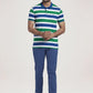 Colorplus Men Medium Green Stripe Slim Fit Casual T-Shirt
