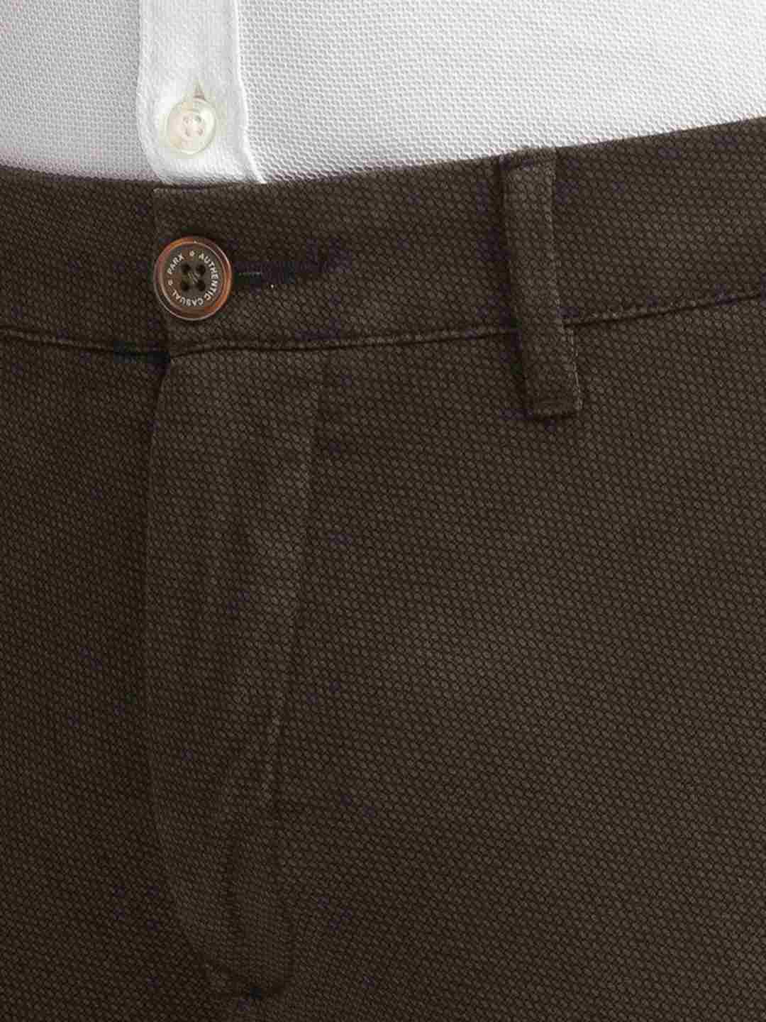 Parx Men Dark Green Printed Super Slim Fit Work Trouser