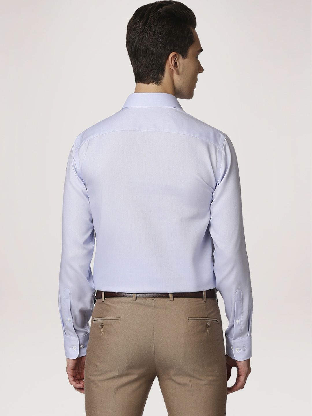 Park Avenue Men Light Blue Solid Regular Fit Work Shirt