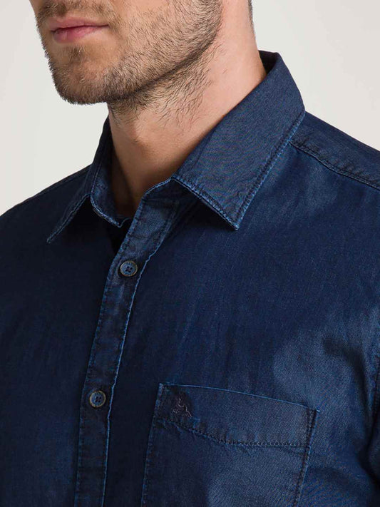 Parx Men Blue Solid Slim Fit Work Shirt