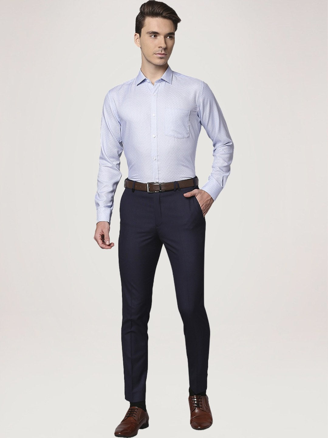 Park Avenue Men Medium Blue Checks Slim Fit Party Shirt