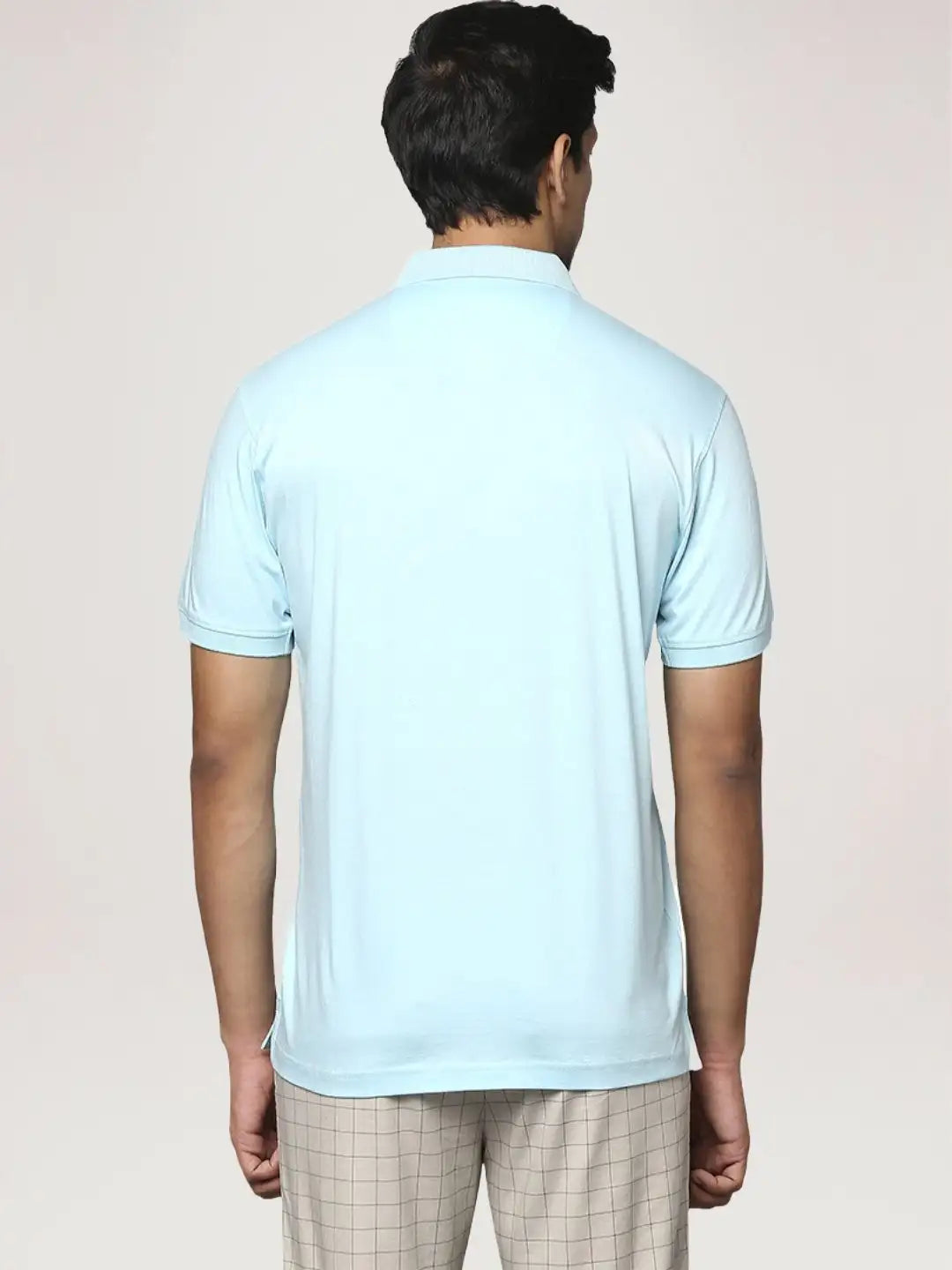 Park Avenue Men Light Blue Printed Slim Fit Casual Polo