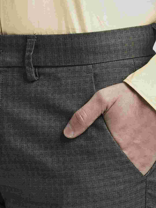 Parx Men Dark Brown Solid Tapered Fit Work Trouser
