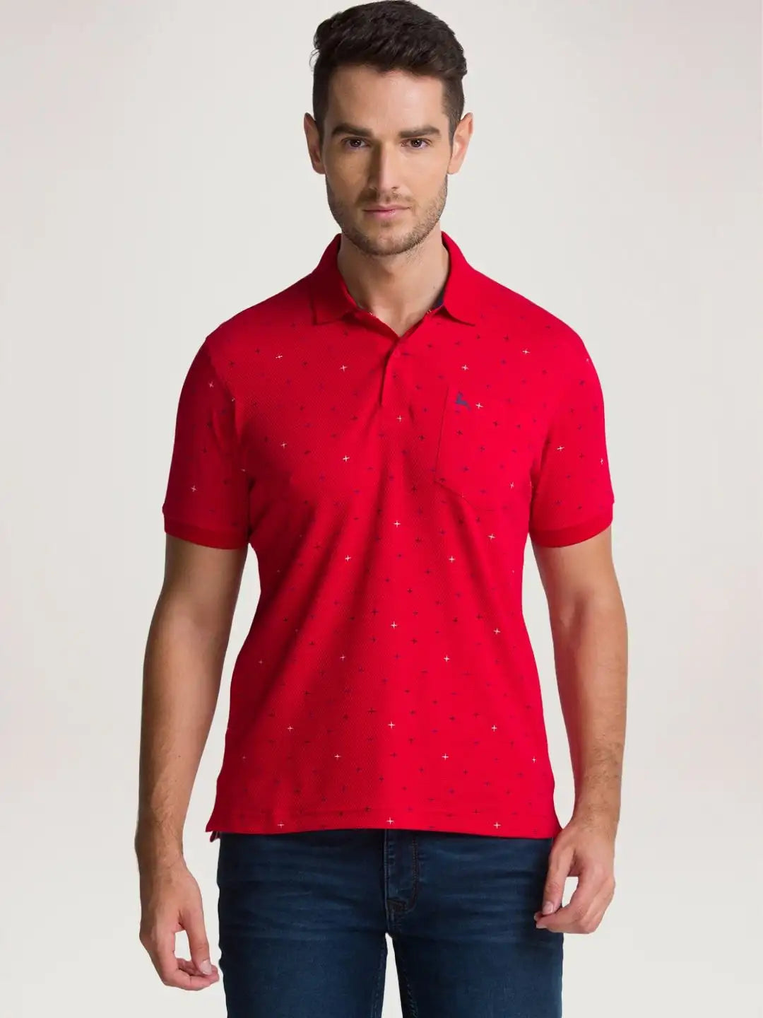 Parx Men Medium Red Printed Regular Fit Casual Polo