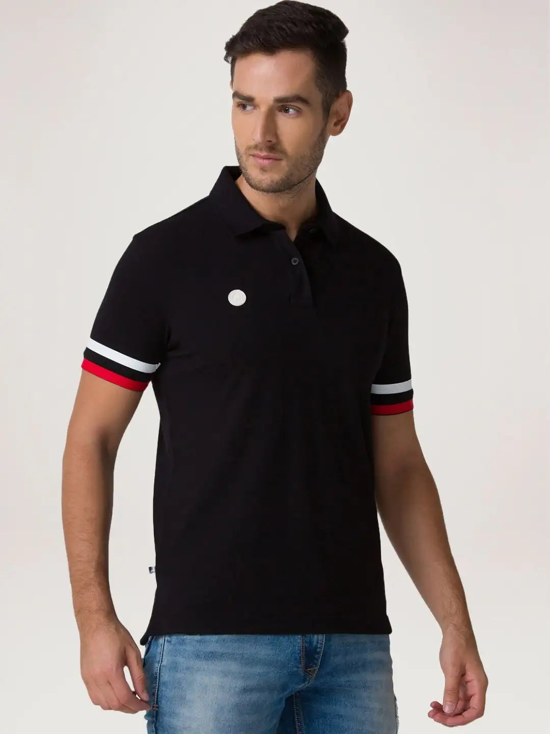 Parx Men Black Solid Regular Fit Casual Polo