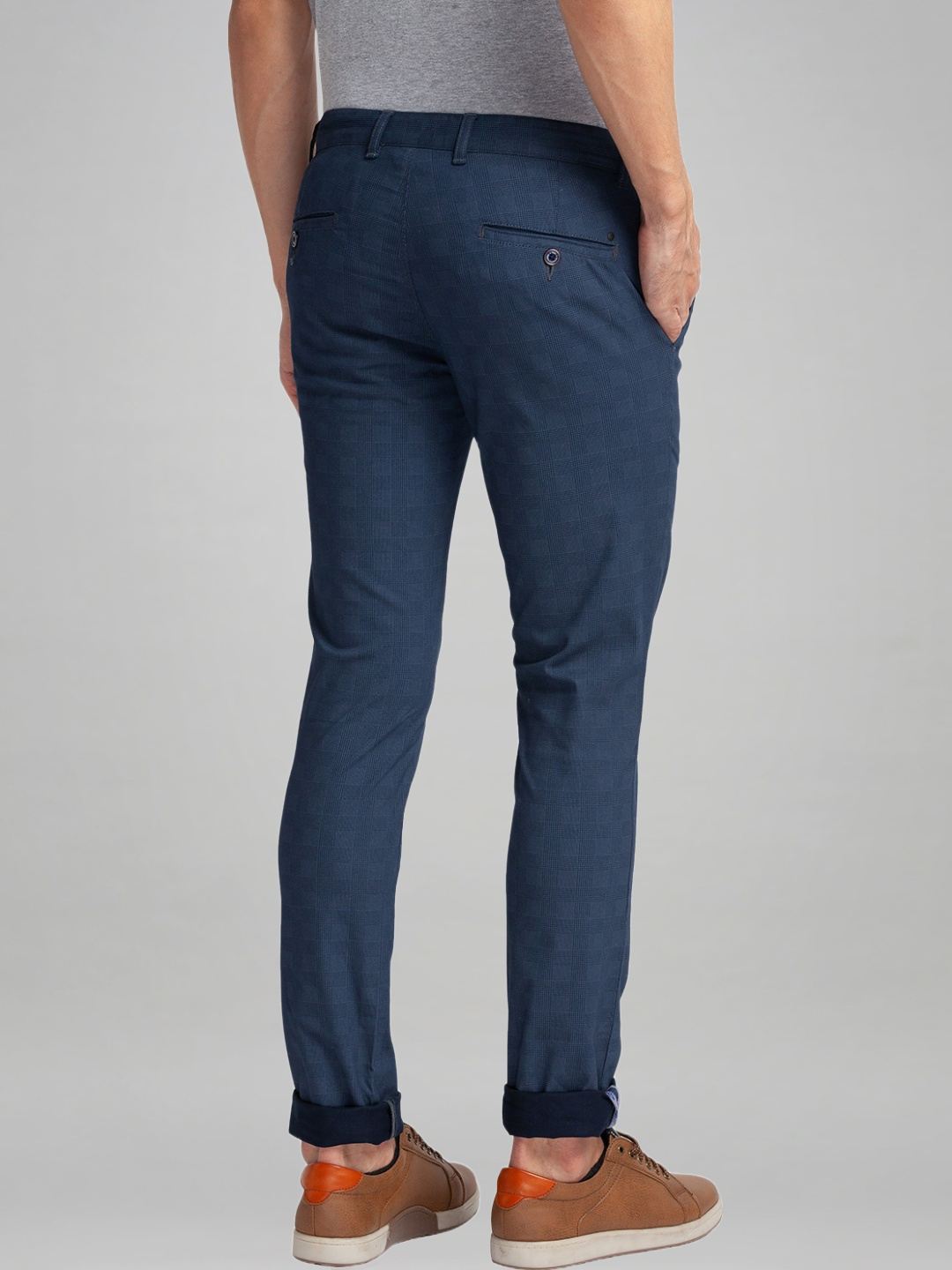 Parx Men Blue Printed Super Slim Fit Casual chinos